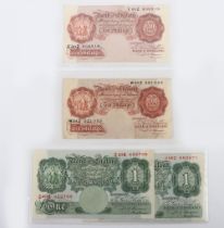 British, Bank of England, Beale, One Pound, Ten Shillings, B268 Z20B 452798, J88C 892871, B266