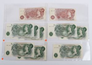British, Bank of England, O'Brien, consecutive, One Pounds, Ten Shillings, B282 27U 938586-8, 26K