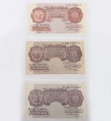 British, Bank of England, Peppiatt, Ten Shillings, B251 L29D 294765, Z74E 171041, B262 62H 076928,