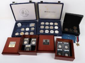 Various commemorative coins and sets, including First Decimal and Last Pre-Decimal BUNC sets,