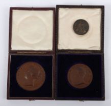 Victoria (1837-1901), Bronze Medallions, Exhibition of Arts Science and Manufacture, 1869, with