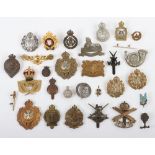 Various British Military Cap Badges, Lapels & a Silver War Badge