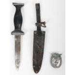 WW2 German Luftwaffe Ground Assault Badge & Period Hunting Knife