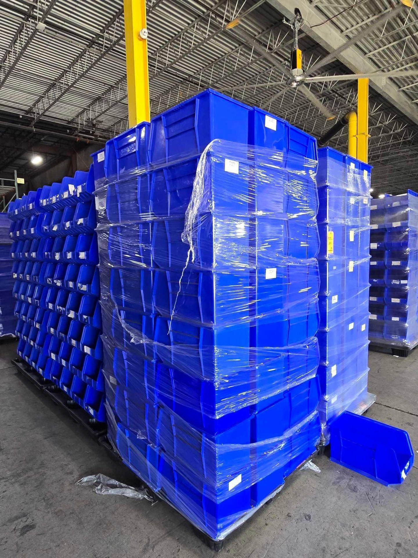 Uline Blue Racking Lot of +/- 270 Uline blue stackable storage bins 11 inches (W) X 18 ...