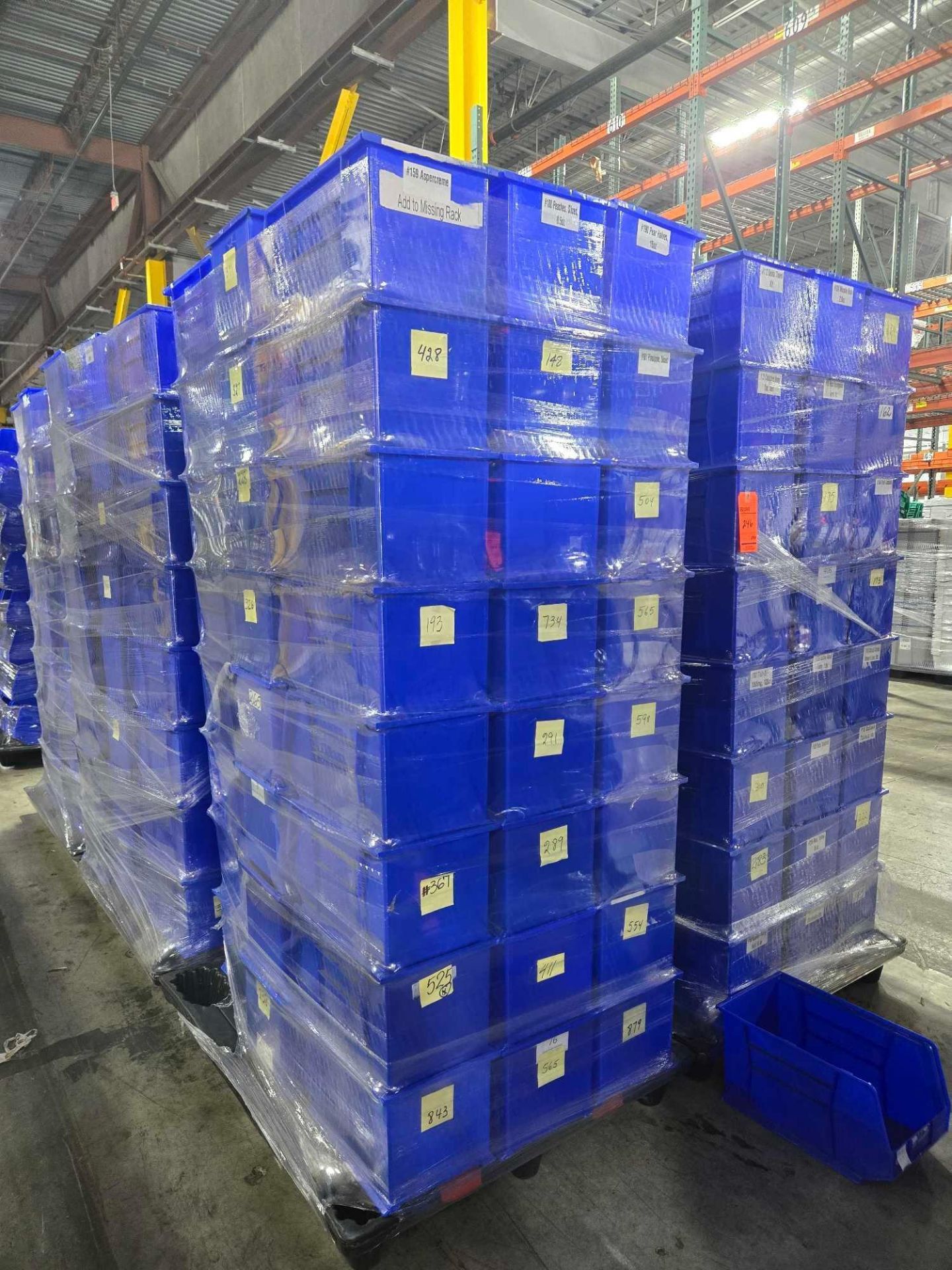 Uline Blue Racking Lot of +/- 270 Uline blue stackable storage bins 11 inches (W) X 18 ...