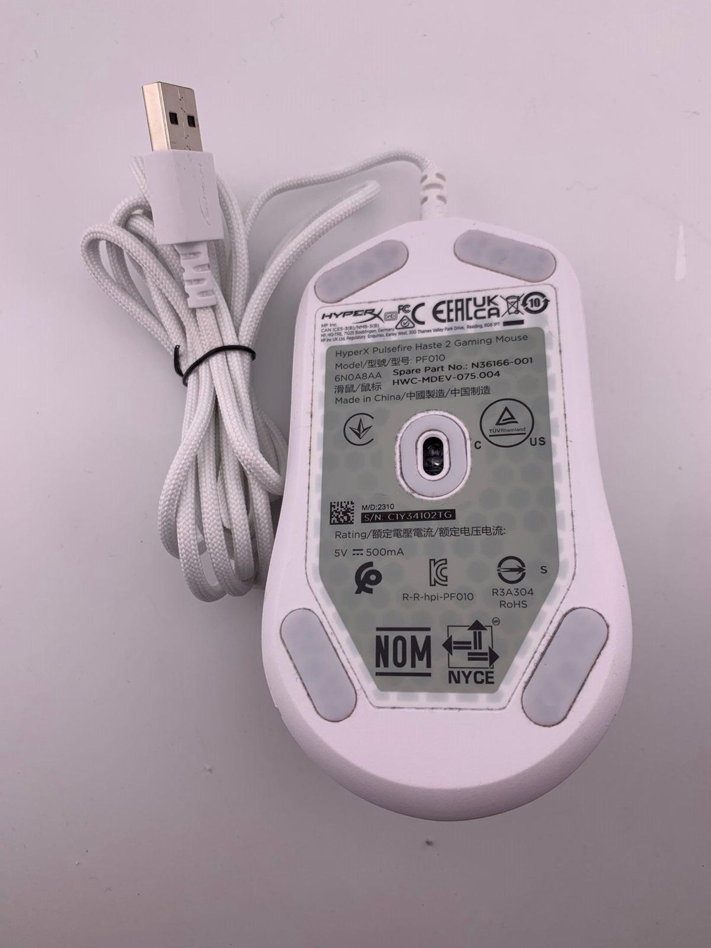 RRP £62.94 - HyperX 6N0A8AA Pulsefire Haste 2 Gaming Mouse, White - Image 4 of 4