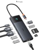 Baseus Docking 10Gbps USB C Docking Station 10-in-1 with 2 HDMI Single 4K@120Hz, Dual 4K@60Hz, 10Gb