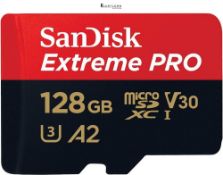 SanDisk 128GB Extreme PRO microSDXC card + SD adapter + RescuePro Deluxe, up to 200 MB/s, with A2 A