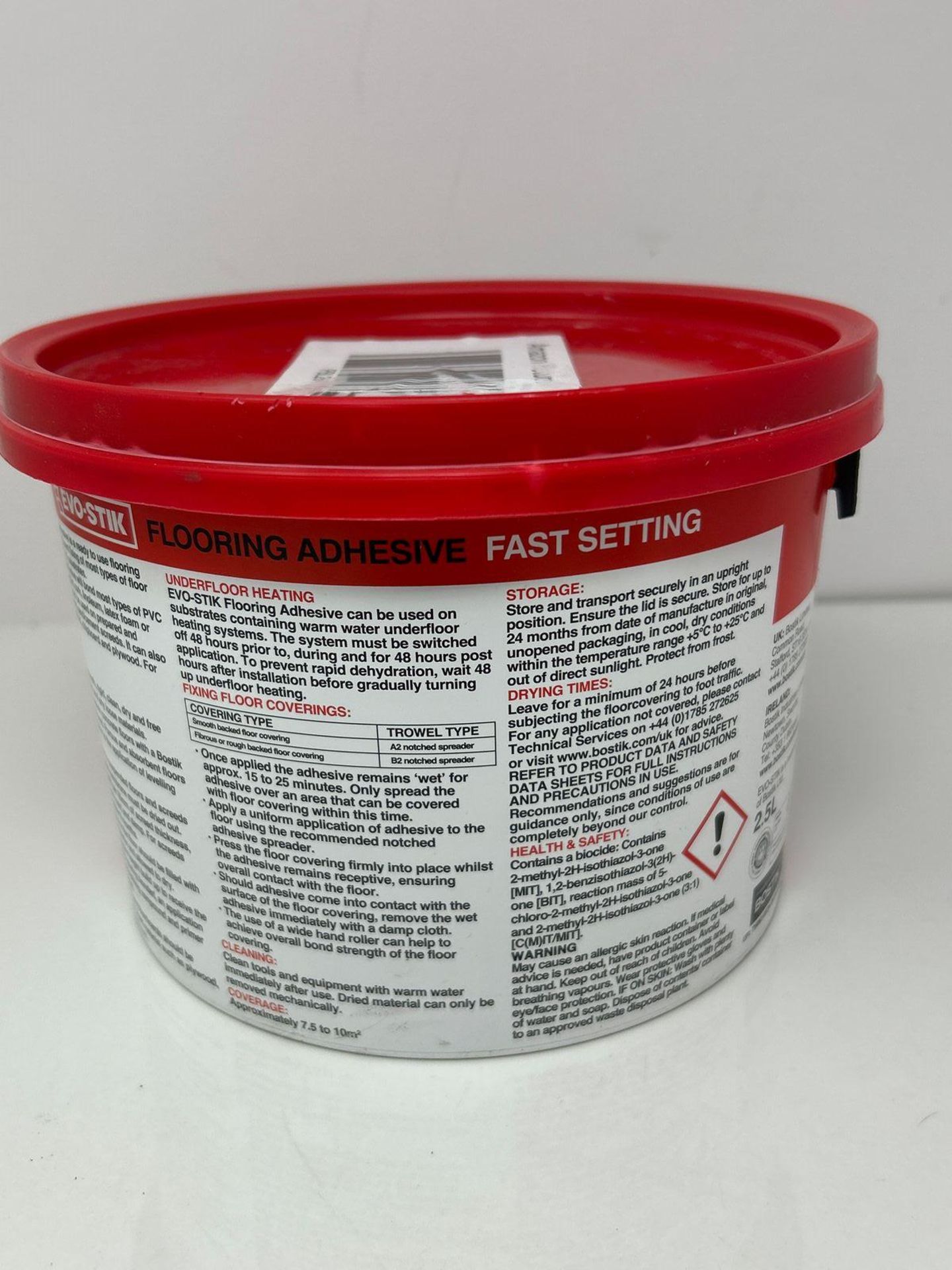 EVO-STIK Flooring Adhesive 2.5L - High Strength - Water Based - Rubber/Resin Glue for PVC - Cork - - Image 3 of 3