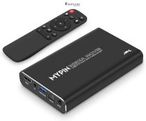 RRP £52.02 - 4K HD Media Player, MYPIN HDMI/AV/Coax Output for MP4 MP3 MKV with Remote Control, Pla