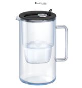 AQUAPHOR Glass Black Water Filter Jug - Take to Table Premium Glass Design Jug with Easy-Fill Flip-