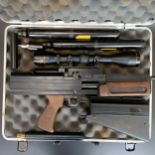 A Scan Bullpup style pump action .22 air rifle, 7934, with a Nikko Stirling Gold Crown 4 x 40 wide