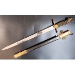 A George V naval dirk, the engraved blade signed Gieve's, Portsmouth, London & Devonport, with a