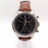 A gentlemans stainless steel TAG Heuer Carrera automatic chronograph wristwatch, with a black dial