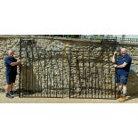 A large pair of country house iron gates, each approx. 220 x 159 cm (excludes hinge brackets) (2)
