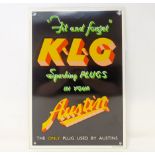 An enamel sign, KLG Spark Plugs, 37 x 26 cm Modern