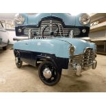 A childs Ford Zephyr Six pedal car, previously restored and painted in two tone blue Collection from