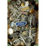 Assorted motoring badges, including Ford, Hillman, BMW, Daimler and others (box) Collection from DT2