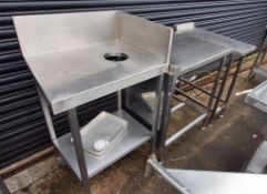 STAINLESS STEEL PREP TABLE RECTANGULAR WITH DISPOSAL HOLE (FOR DICING / CHOPPING WASTE)