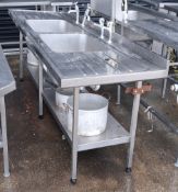 STAINLESS STEEL TWIN SINK WITH 4 TAPS - POTS & PANS INC.