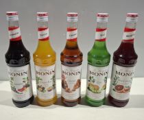 27 X BRAND NEW MIXED MONIN SYRUPS IN VARIOUS FLAVOURS CARAMEL, YELLOW BANANA, PASSION FRUIT, GUM, BL