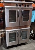 STAINLESS STEEL MOORWOOD VULCAN NATURAL GAS DOUBLE OVEN (NO PLATE)
