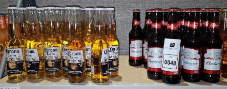 66 X BRAND NEW MIXED LOT TO INCLUDE 38X CORONA BOTTLES 330ML - 28X BUDWEISER BOTTLES 330ML
