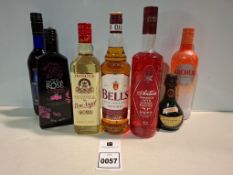 7 X MIXED SPIRIT LOT CONTAINING, TEQUILA ORO DON ANGEL 70CL, ANTICA SAMBUCA WITH CHERRY FLAVOUR