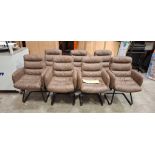 7 X FAUX LEATHER ARMCHAIRS WITH METAL FRAME