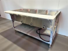 Duke E304 58 3/8" Electric 120v. 1ph. Hot Food Table w/ (4) Wells & Cutting Board, 120v