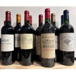 Mixed Bordeaux red wines, 10 bottles.