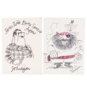 Ryan (John) Two exceptionally large original sketches of Cut Throat Jake and Harris Tweed Extra Spec