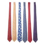 Hermes Mixed Colour Six Silk Ties