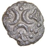 Three Crescents. Iceni. c.AD 5-10. Celtic silver half unit. 10mm. 0.50g.