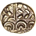 North East Coast. Left Type. Corielttauvi. c.50-45 BC. Celtic gold stater. 16-18mm. 6.02g.