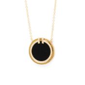 Tiffany Tiffany T T TWO Circle Diamond Onyx Necklace Pink Gold (18K) Diamond,Onyx Men,Women Fashion