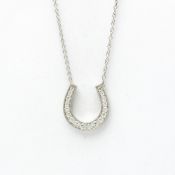 Tiffany Horseshoe Diamond Necklace Platinum Diamond Women,Men Fashion Pendant Necklace (Silver)