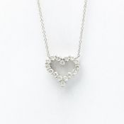 Tiffany Sentimental Heart Necklace Platinum Diamond Men,Women Fashion Pendant Necklace (Silver)