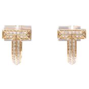 Tiffany T One Half Pavé Diamond Huggie Earrings Diamond Pink Gold (18K) Hoop Earrings Carat/0.28 Pin