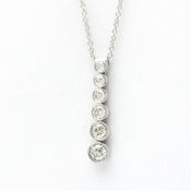 Tiffany Jazz Graduated Necklace Platinum Diamond Men,Women Fashion Pendant Necklace (Silver)