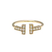 Tiffany T Wire Ring Diamond Pink Gold (18K) Fashion Diamond Band Ring Pink Gold