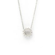 Tiffany Open Circle Mini Diamond Necklace Platinum Diamond Men,Women Fashion Pendant Necklace (Silve
