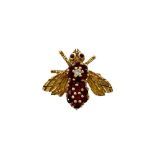 TIFFANY & Co. Tiffany Bee Motif 750 K18 Yellow Gold Diamond Brooch Red 1536a