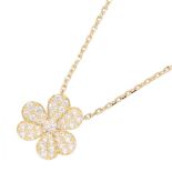 Van Cleef & Arpels Frivole Pendant Small Diamond Necklace Jewelry 18K (Yellow Gold) Women\'s Gold To