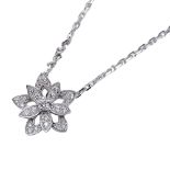 Van Cleef & Arpels women\'s necklace, brand name, 750WG diamond lotus mini white gold jewelry.