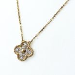 Van Cleef & Arpels Vintage Alhambra Diamond Necklace, Yellow Gold (YG), 750 Pendant Women\'s.