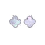 Van Cleef & Arpels Alhambra Earrings, Mother of Pearl, 18K White Gold, VCARF48600.