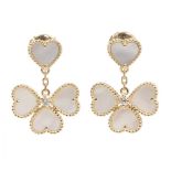 Van Cleef & Arpels Sweet Heart Earrings, Diamond 18K (Yellow Gold), Mother-of-Pearl, Women\'s, Gold/