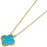 Van Cleef & Arpels Vintage Alhambra Turquoise Necklace, 18K Yellow Gold, Women\'s