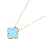 Van Cleef & Arpels Vintage Alhambra Turquoise Necklace, 18K (Yellow Gold) Women\'s, Gold/Blue Tones